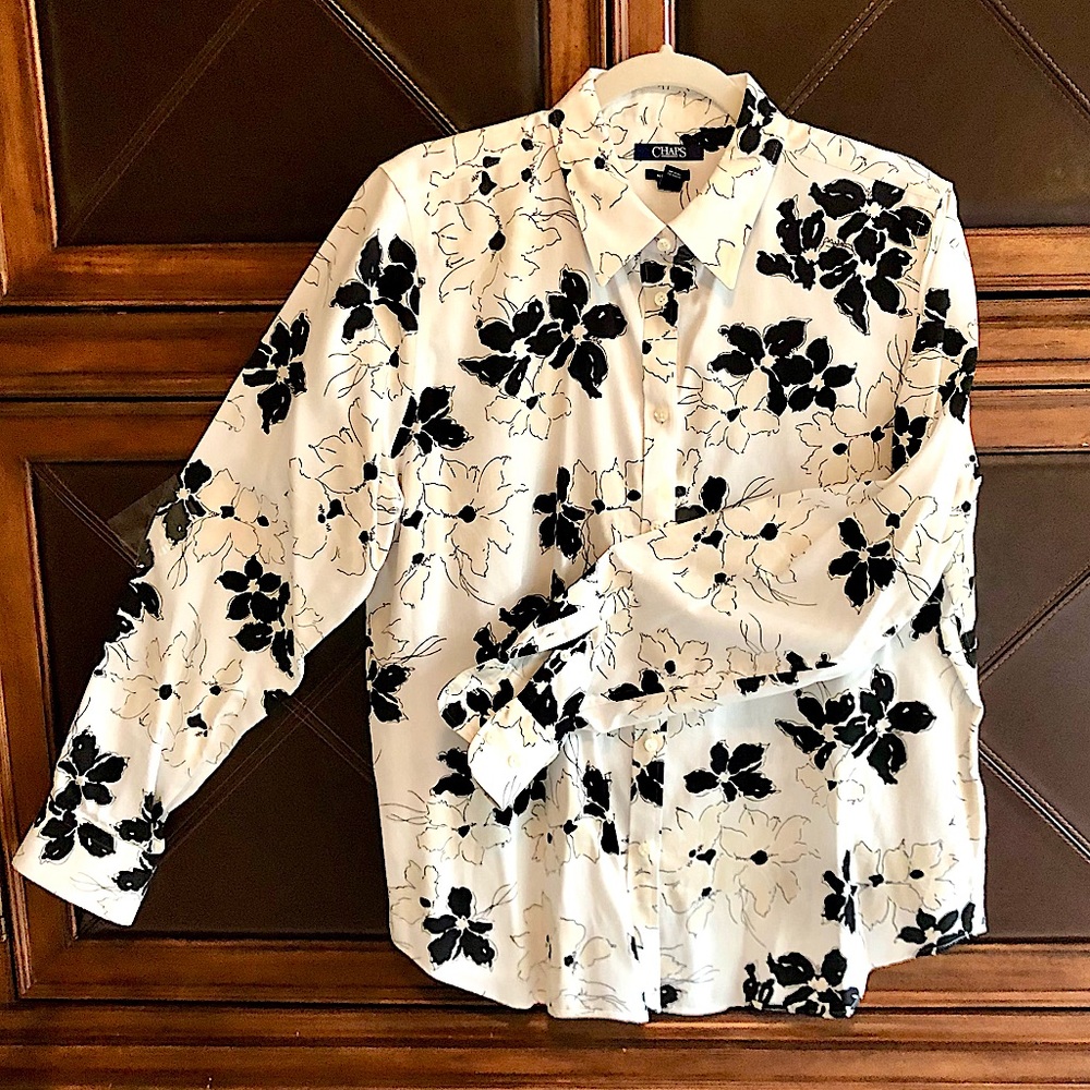 Chaps Print long sleeved button down, size XL